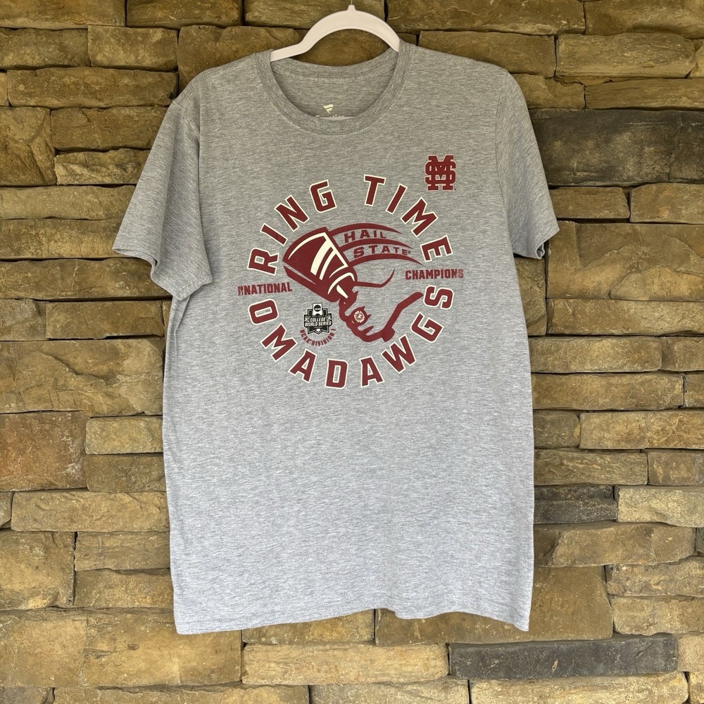 Mississippi State T-shirt Grey Medium Circle Logo Football Hail State